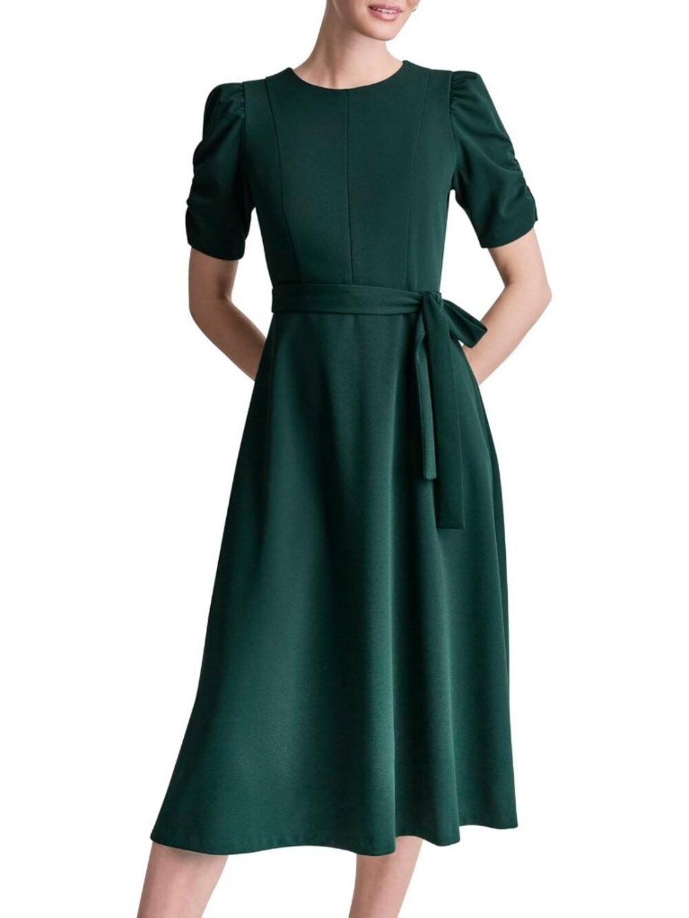 Chic Women's Jewel Neck Scuba Crepe Dress - Elegant Party & Cocktail Wear